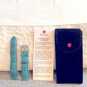 Michele Alligator Leather 18mm Teal Watch Band